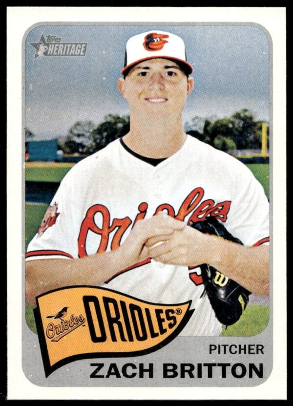 Zach Britton 2014 Topps Heritage High Number Card #H589, Baltimore Orioles Pitcher (Front).