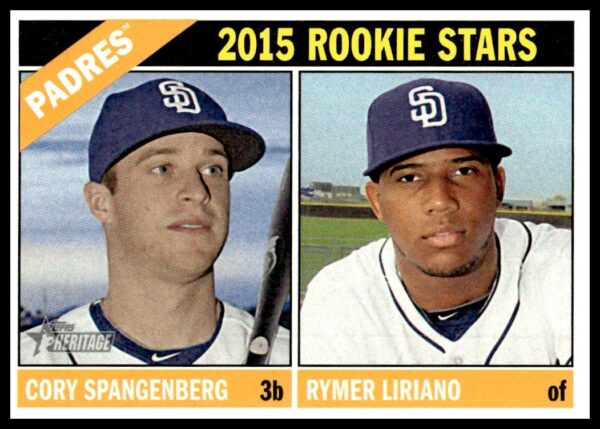2015 Topps Heritage Rookie Card: Cory Spangenberg & Rymer Liriano, #49 Front.