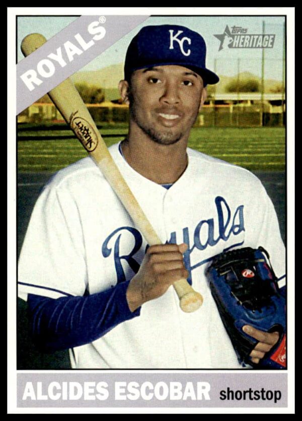 Alcides Escobar 2015 Topps Heritage Baseball Card #339 Front Kansas City Royals Vintage Design