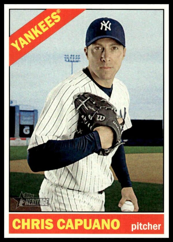 2015 Topps Heritage Chris Capuano #581, Yankees pitcher with baseball, classic design.