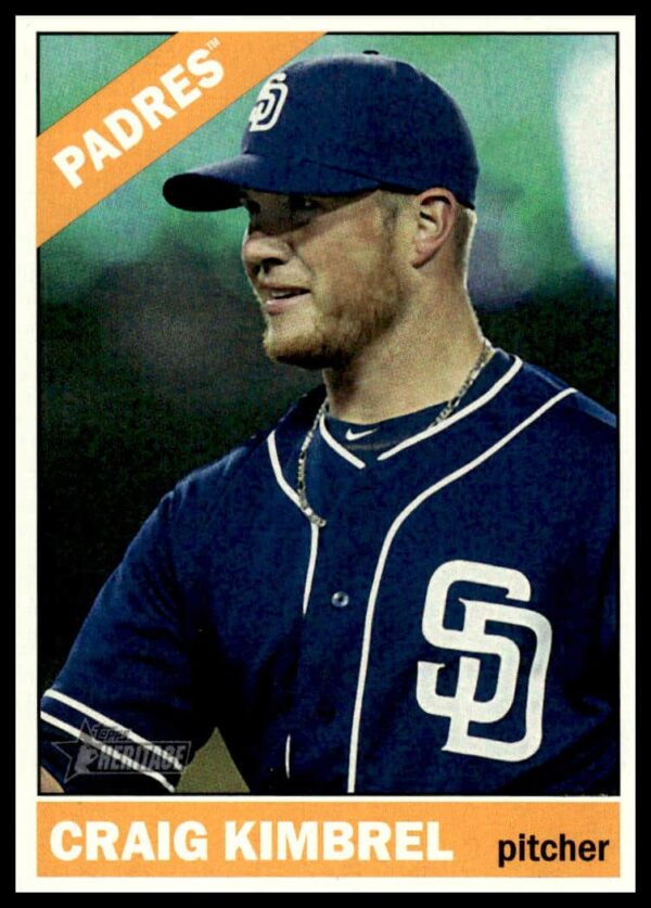 Craig Kimbrel 2015 Topps Heritage #722, Atlanta Braves, pitching pose, classic ballpark background.