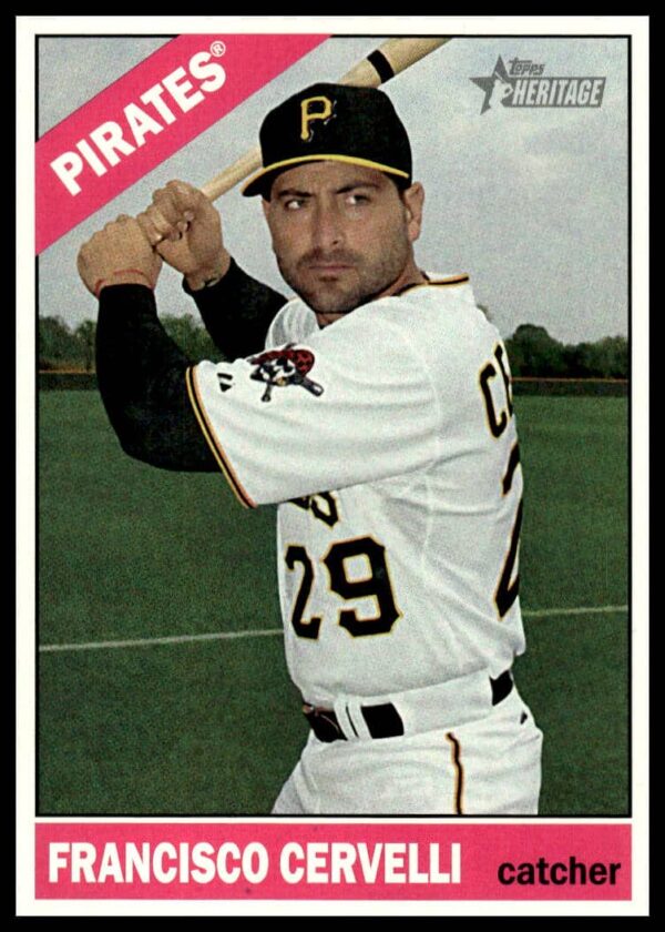 2015 Topps Heritage card #693 featuring Francisco Cervelli in Pirates uniform, front view.
