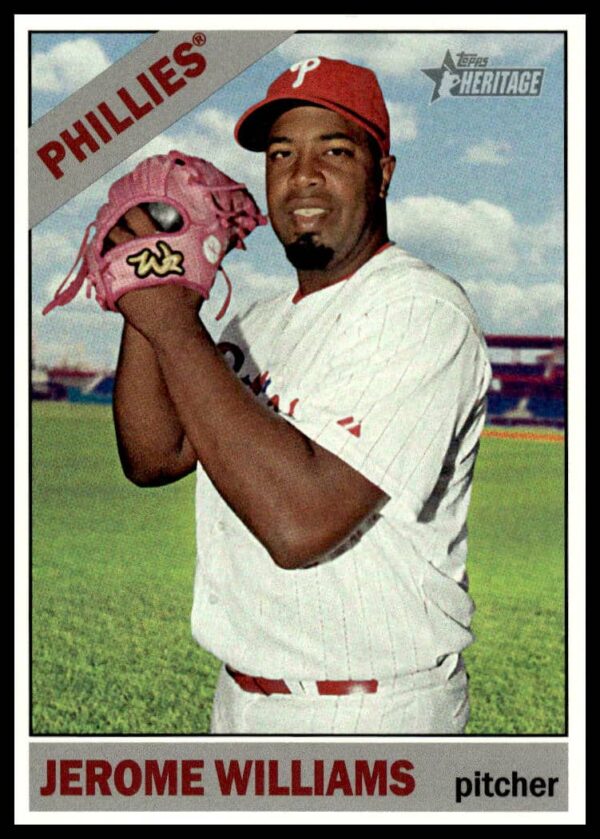 Jerome Williams 2015 Topps Heritage #588, Phillies pitcher card, vintage design.
