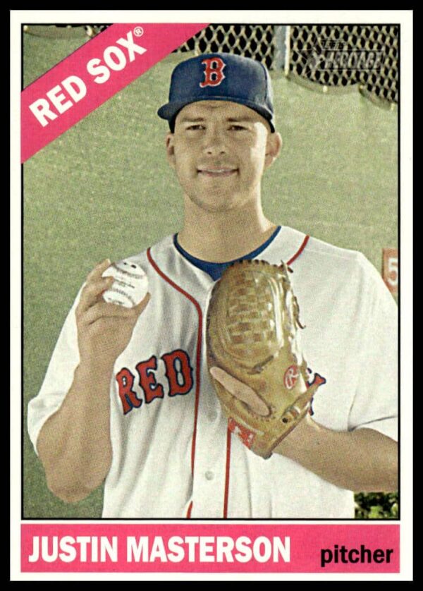 Justin Masterson 2015 Topps Heritage Card #597 Front, Classic Baseball Portrait Design