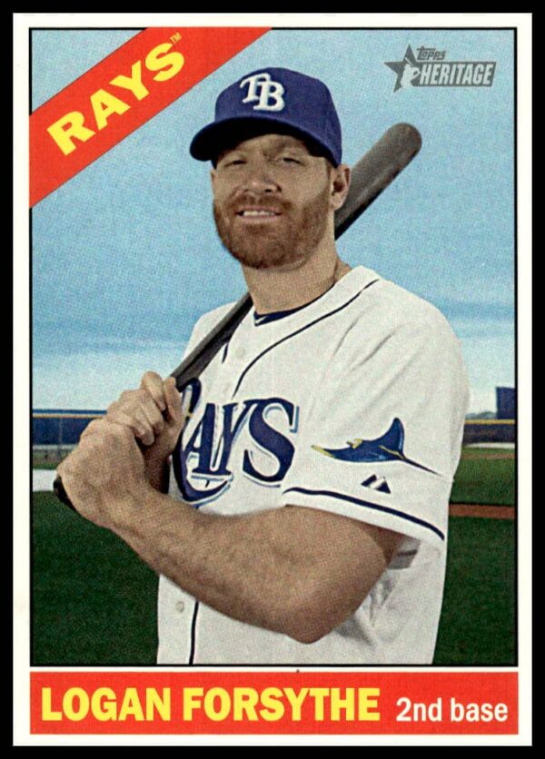 Logan Forsythe 2015 Topps Heritage Card #533 featuring retro design in Rays uniform.