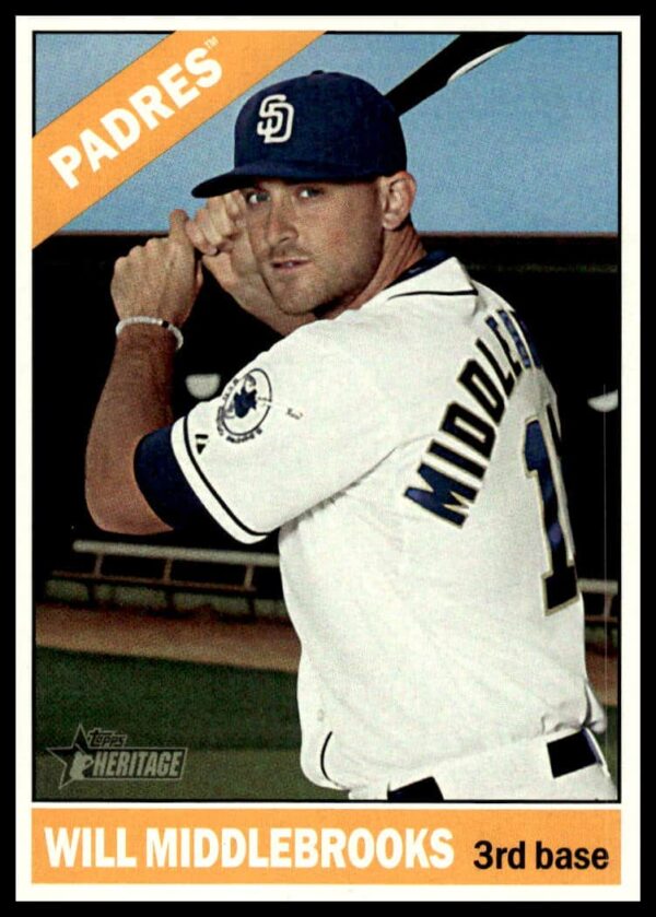 Will Middlebrooks 2015 Topps Heritage Card #622 Front View, Vintage Baseball Design