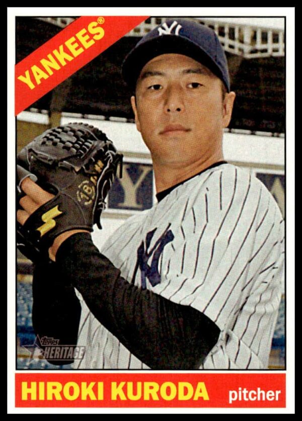 Hiroki Kuroda 2015 Topps Heritage card #53, Yankees pitcher in classic card design.