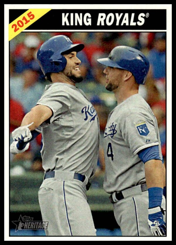 2015 Topps Heritage Royals card: Eric Hosmer and Alex Gordon in uniforms, Combo Card #CC-7.