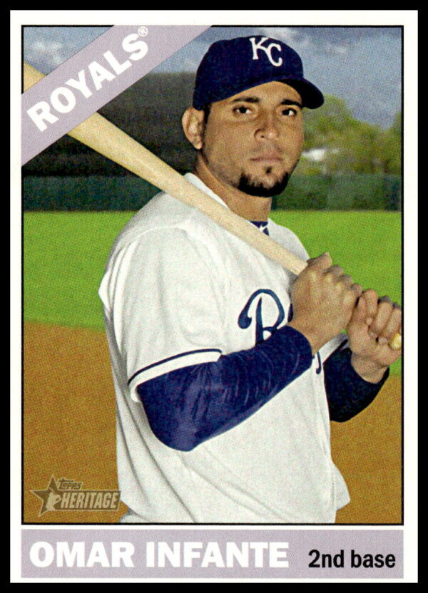 Omar Infante 2015 Topps Heritage card #285 in Kansas City Royals uniform.