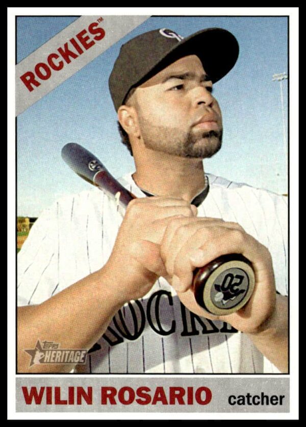 Wilin Rosario 2015 Topps Heritage card #93 in Rockies uniform, batting stance.