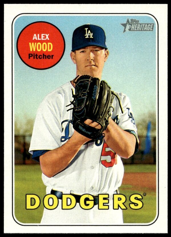 2018 Topps Heritage Alex Wood #263 card front showing vintage Dodgers pitcher design.