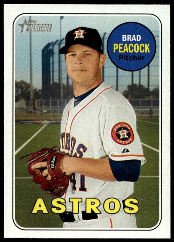 Brad Peacock 2018 Topps Heritage Card #120, Houston Astros Vintage Design.