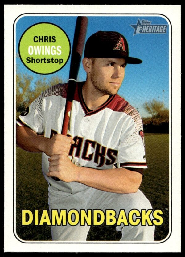 Chris Owings 2018 Topps Heritage Card #36, Front, Baseball Action Image