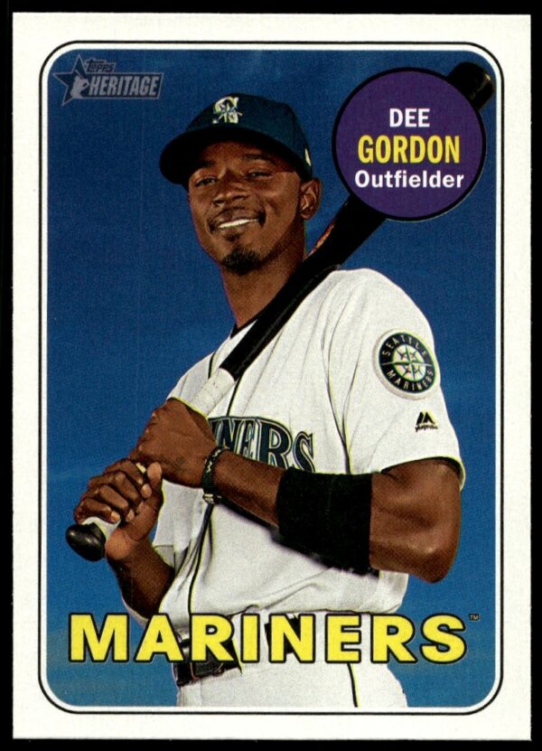 2018 Topps Heritage Dee Gordon Mariners action card #209, vintage design.