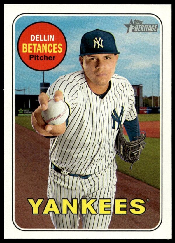 Dellin Betances 2018 Topps Heritage Card #289, featuring classic Yankees pitcher design.