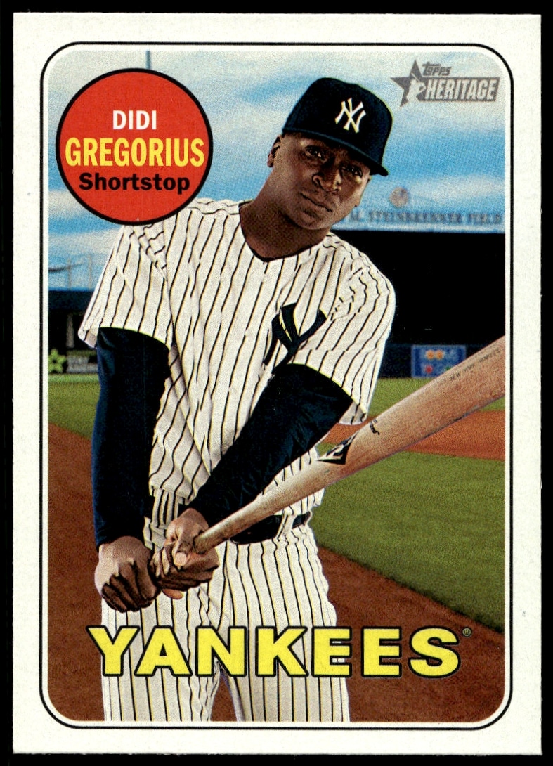 2018 Topps Heritage #212 Didi Gregorius baseball card, New York Yankees shortstop.