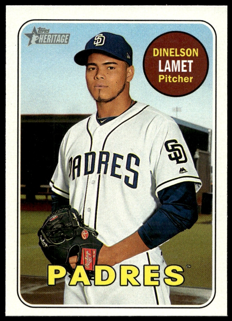 Dinelson Lamet 2018 Topps Heritage Card #190 - Vintage Baseball Card Front.