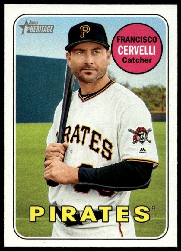 Francisco Cervelli 2018 Topps Heritage Baseball Card #282, Pittsburgh Pirates Uniform.