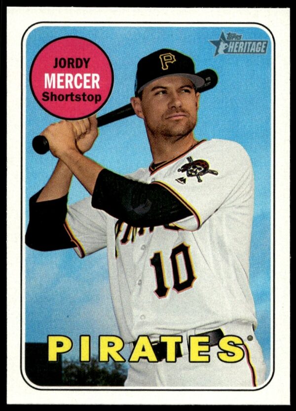Jordy Mercer 2018 Topps Heritage baseball card #156, showcasing vintage design and field moment.
