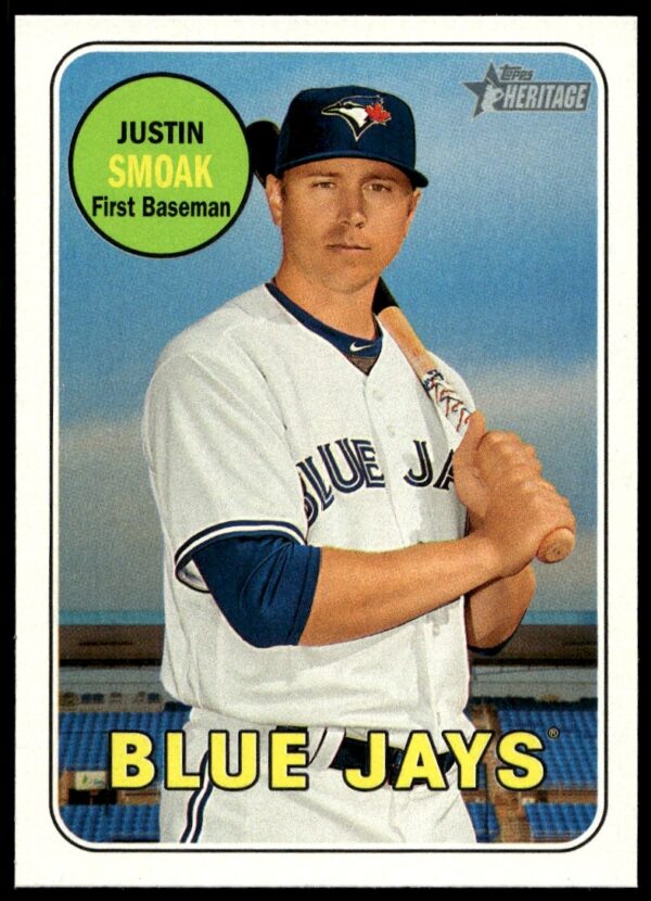 Justin Smoak 2018 Topps Heritage Baseball Card #240, Toronto Blue Jays.