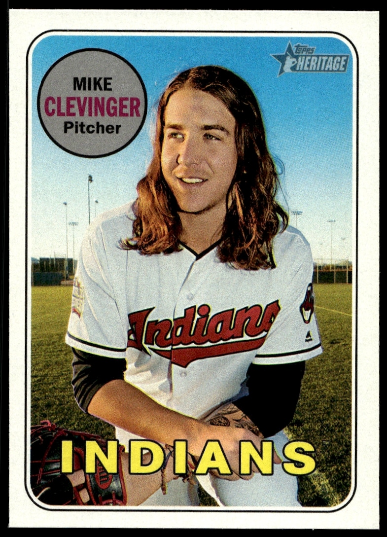 Mike Clevinger 2018 Topps Heritage Baseball Card #84 Front – Vintage Design.