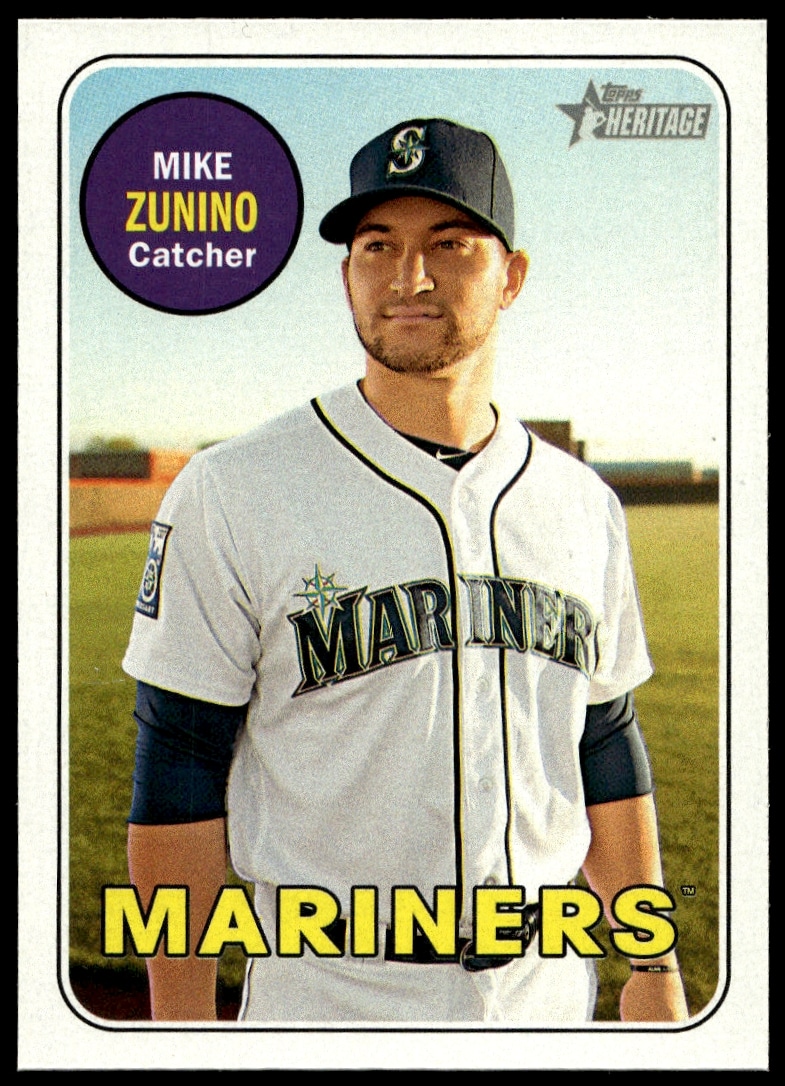 Mike Zunino 2018 Topps Heritage Baseball Card Seattle Mariners #85 Front