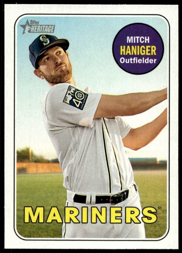 Mitch Haniger 2018 Topps Heritage #21, Seattle Mariners baseball card front.
