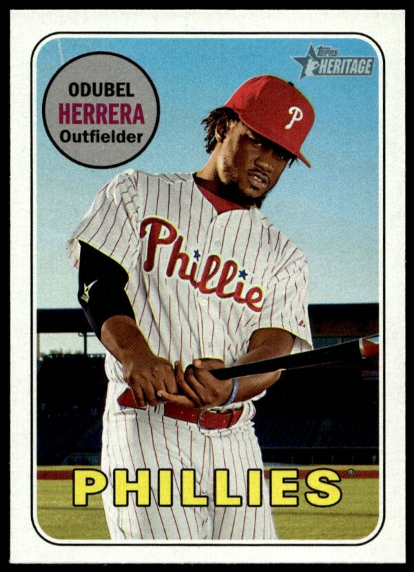 Odubel Herrera 2018 Topps Heritage Card #306, featuring vintage design and classic baseball pose.