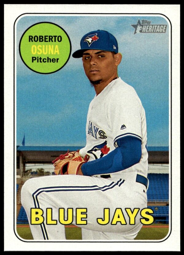 Roberto Osuna 2018 Topps Heritage Card #194, Toronto Blue Jays Pitcher, Vintage Design.