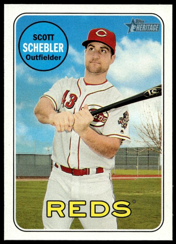 Scott Schebler 2018 Topps Heritage Reds Outfielder Baseball Card.