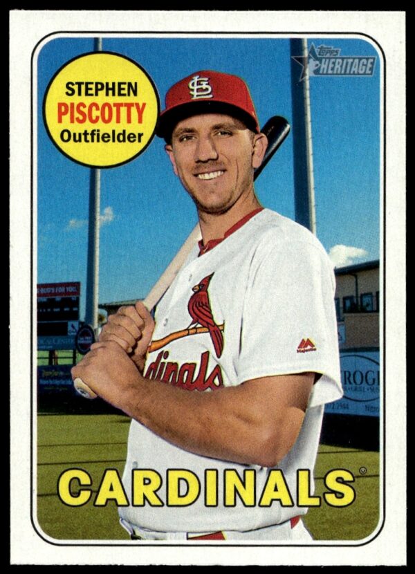 Stephen Piscotty in Oakland Athletics uniform on 2018 Topps Heritage Card #116.