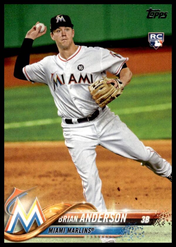 Brian Anderson 2018 Topps #234 card front, Miami Marlins action shot.