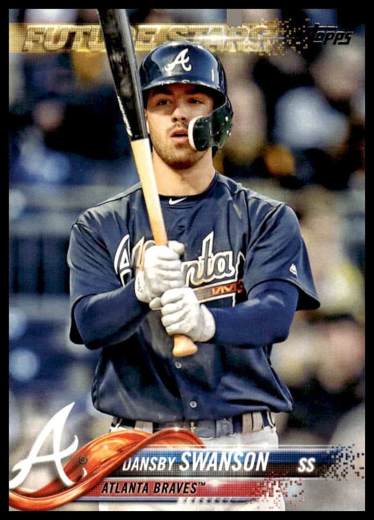 Dansby Swanson 2018 Topps Series 1 Card #167, Atlanta Braves Shortstop in Action.