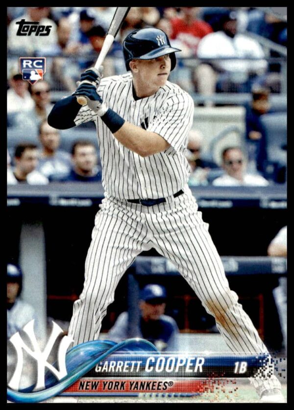 Garrett Cooper 2018 Topps Series 1 baseball card, mid-action, number 181.