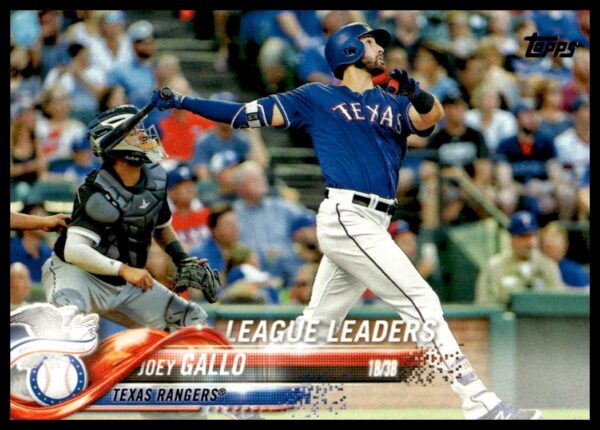 Joey Gallo 2018 baseball card #12, front view, in Texas Rangers uniform.