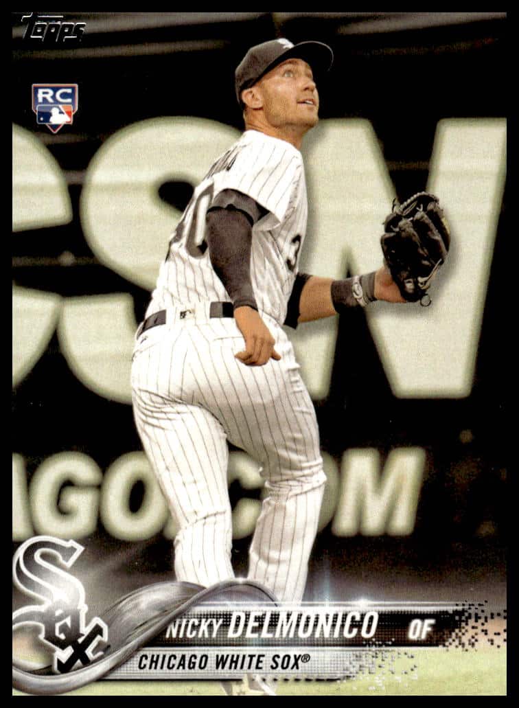 Nicky Delmonico 2018 Topps Card #306, Chicago White Sox, action pose.