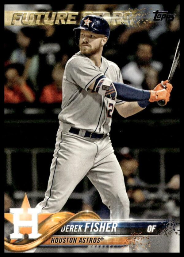 2018 Topps Series 2 Derek Fisher Houston Astros baseball card, front view.