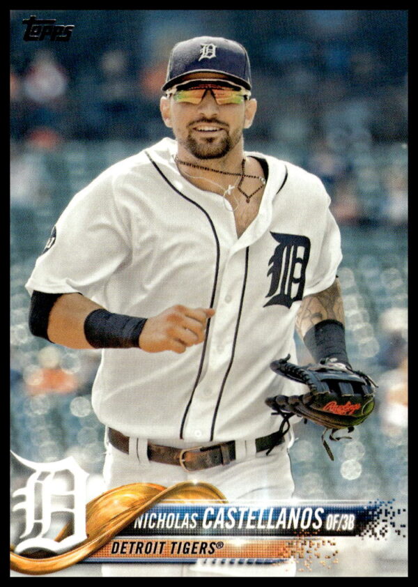 Nicholas Castellanos 2018 Topps Card #545, Detroit Tigers action shot.