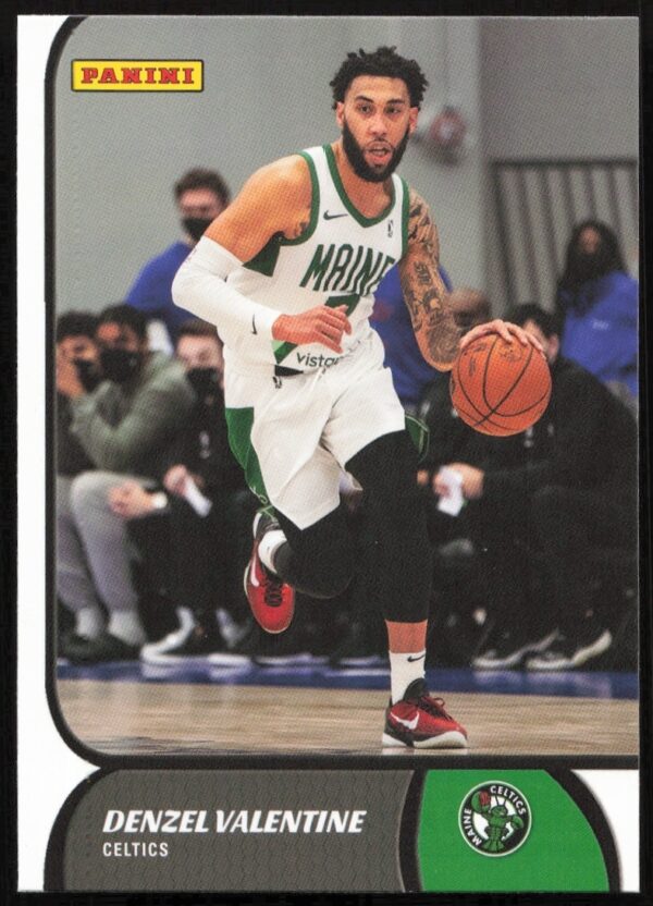 Front view of Denzel Valentines 2021-22 Panini NBA G League trading card #85.