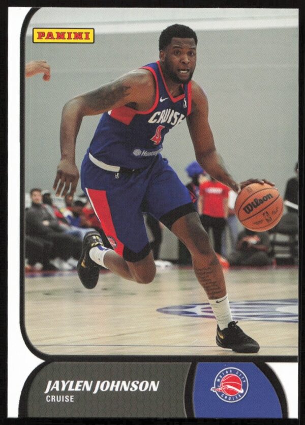 Jaylen Johnson NBA G League Card #100, 2021-22 Panini series, athletic action shot.