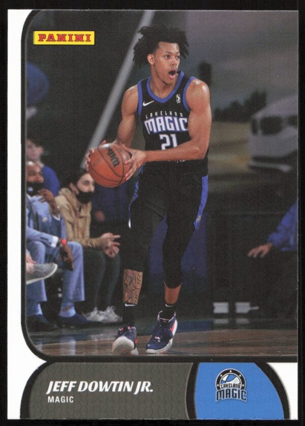 Jeff Dowtin Jr. 2021-22 NBA G League trading card highlighting his athletic prowess.