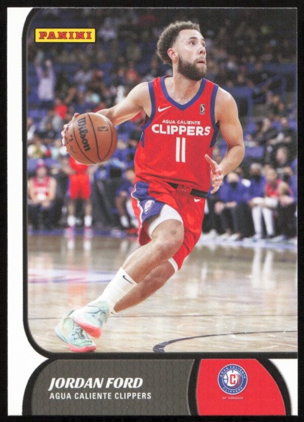 Panini NBA G League card featuring Jordan Ford in action, card number 3, 2021-22 season.