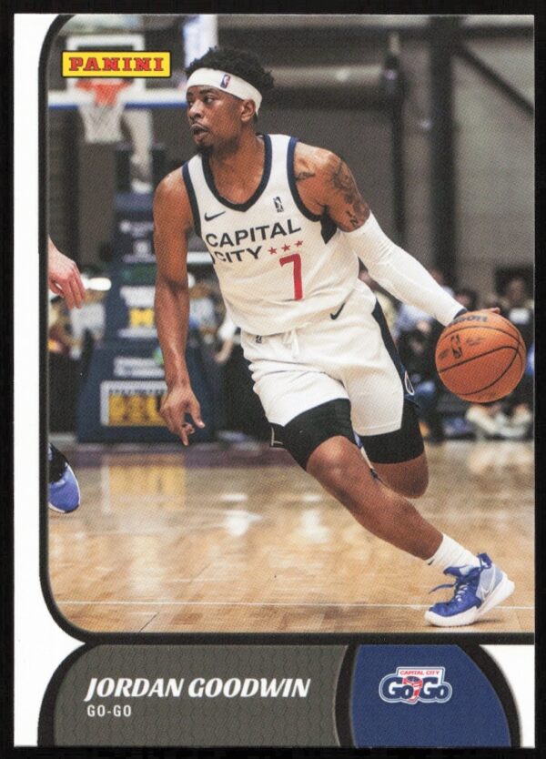Panini 2021-22 NBA G League card featuring Jordan Goodwin, number 24 in action.
