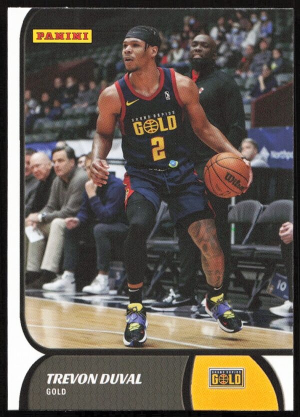 Trevon Duval 2021-22 Panini NBA G League Card #58 featuring his game-ready stance.