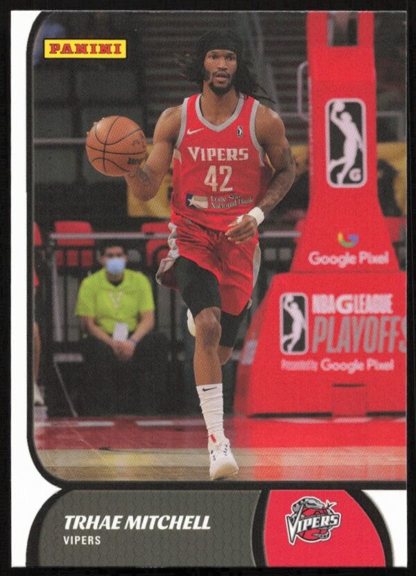 Trhae Mitchell 2021-22 Panini NBA G League Card #117 in action pose.