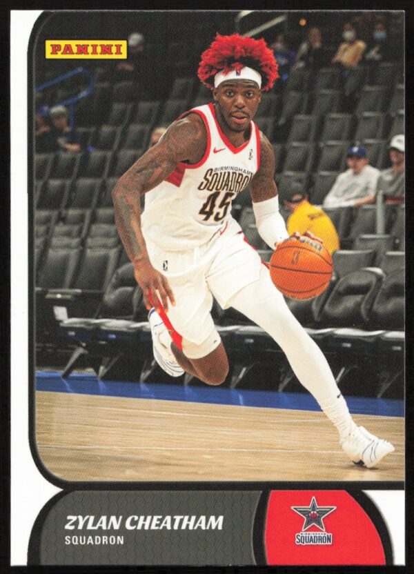 Zylan Cheathams 2021-22 Panini NBA G League card, featuring his profile and number 20.