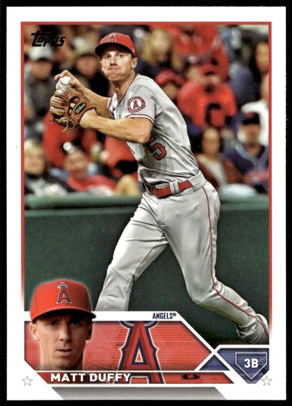 Matt Duffy baseball card front 2023 Topps Series 1 #274, showcasing athleticism and focus.