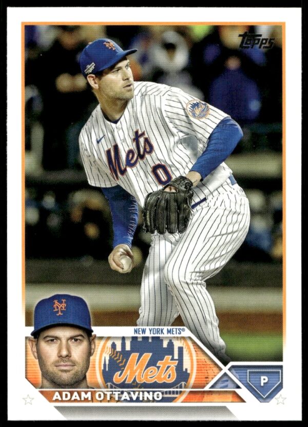 Adam Ottavino 2023 Topps Series 2 Card #612 in Mets Uniform, Mid-Pitch.