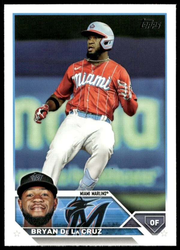 Bryan De La Cruz 2023 Topps Series 2 Card #599 Front - Dynamic On-field Action.