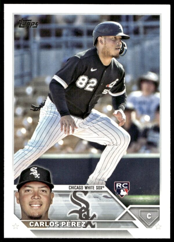 2023 Topps Series 2 Carlos Perez baseball card #452 featuring dynamic action shot.